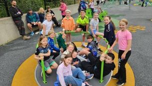 <p>Having fun at the Panda Playground celebration day in Ballymacarbry.</p>