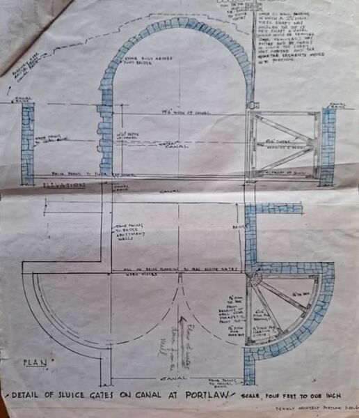 Hand drawings of the canal lock gates in Portlaw, the most recent copy dated 1960 Hand drawings of the canal lock gates in Portlaw, the most recent copy dated 1960