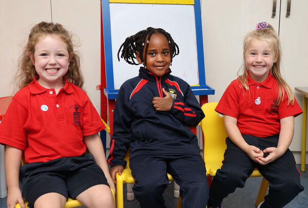 Grace, Asma and Helen, who started school at St. Ursula's. Photo: Joe Evans Grace, Asma and Helen, who started school at St. Ursula's. Photo: Joe Evans