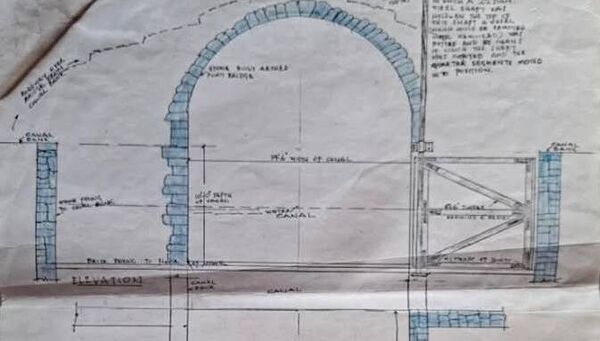 The hand drawings of the canal lock gates, the most recent copy dated 1960.