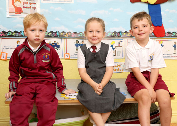  Dylan, Annabelle and Patrick, who started school at Butlerstown. Photo: Joe Evans