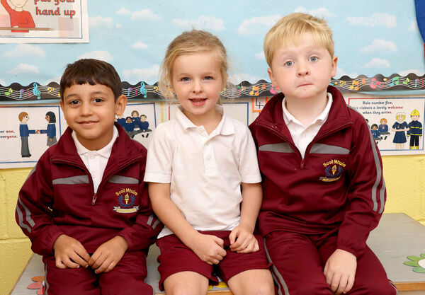  Mateo, Claire and Alex, who started school at Butlerstown. Photo: Joe Evans