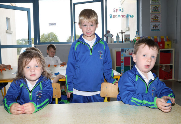  Rían, Cathal and Aideen, who started school at Gaelscoil Phort Lairge. Photo: Joe Evans