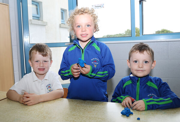  Oisín, Peadar and Caolán, who started school at Gaelscoil Phort Lairge. Photo: Joe Evans