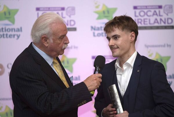 Award winning Waterford News and Star journalist Darragh Murphy is interviewed by RTE's Marty Whelan, MC, at the Local Ireland Media Awards.