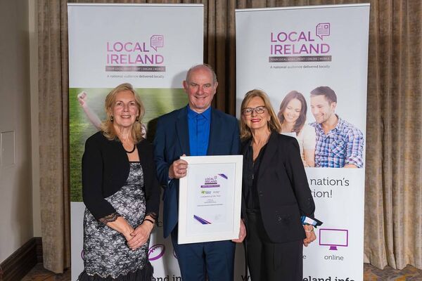 Waterford News and Star columnist Fr Liam Power, who was nominated for Columnist of the Year, pictured with his sisters Joan and Margaret at the Local Ireland Media Awards held in the Mullingar Park Hotel on Thursday night.