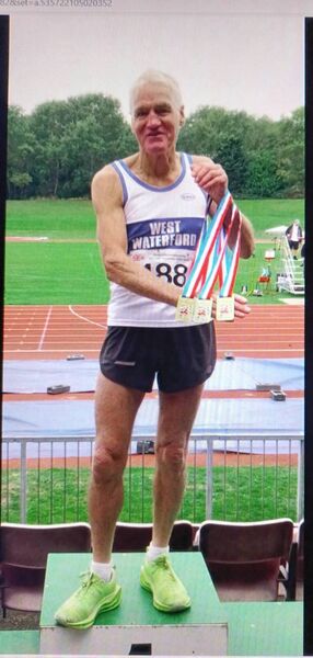 Joe Gough with his three medals after winning them at the British Masters.