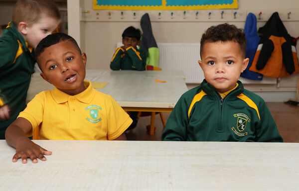 Ahmed and Kobi, who started school at Scoil Lorcain. Photo: Joe Evans Ahmed and Kobi, who started school at Scoil Lorcain. Photo: Joe Evans