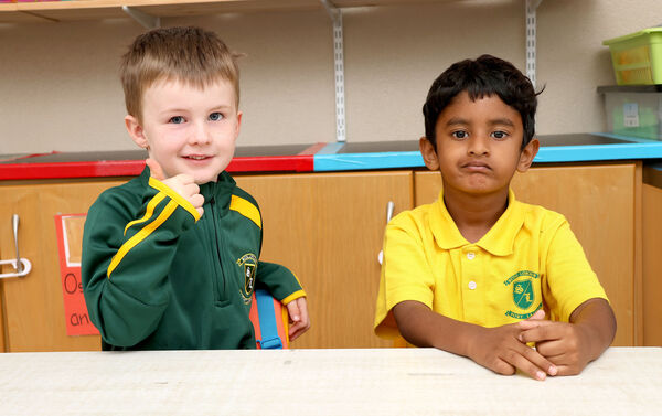 Cian and Jerome, who started school at Scoil Lorcain. Photo: Joe Evans Cian and Jerome, who started school at Scoil Lorcain. Photo: Joe Evans
