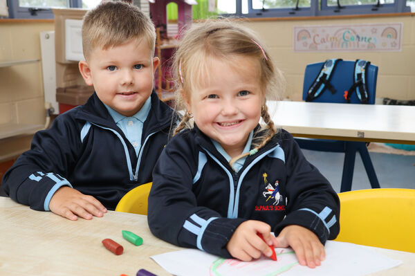 Elias and Sienna, who started school at St. Paul's. Photo: Joe Evans Elias and Sienna, who started school at St. Paul's. Photo: Joe Evans