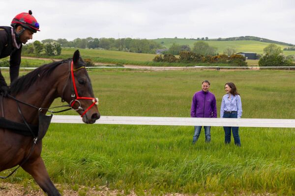 Henry de Bromhead, is pictured with Mary-Kate Burke, SETU’s Head of the Department of Veterinary Medicine, at Henry de Bromhead Racing, Knockeen in Waterford. Photograph: Patrick Browne