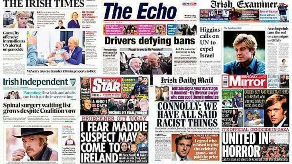 What the papers say: Wednesday's front pages