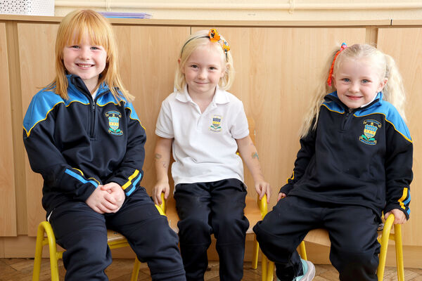 Nahla Rae, Lia and Bonnie, who started school at Presentation Primary School. Photo: Joe Evans Nahla Rae, Lia and Bonnie, who started school at Presentation Primary School. Photo: Joe Evans