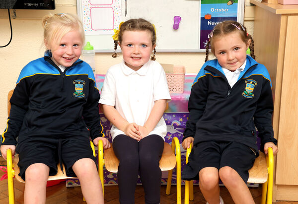 Ada, Lily and Saoirse, who started school at Presentation Primary School. Photo: Joe Evans Ada, Lily and Saoirse, who started school at Presentation Primary School. Photo: Joe Evans