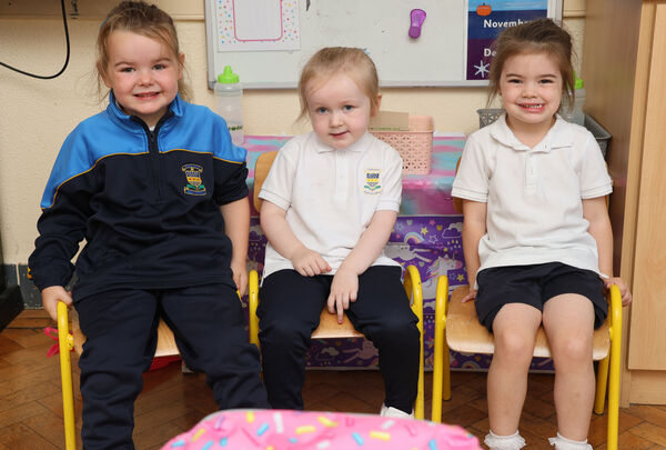 Ella Mae, Freya and Harleigh, who started school at Presentation Primary School. Photo: Joe Evans Ella Mae, Freya and Harleigh, who started school at Presentation Primary School. Photo: Joe Evans