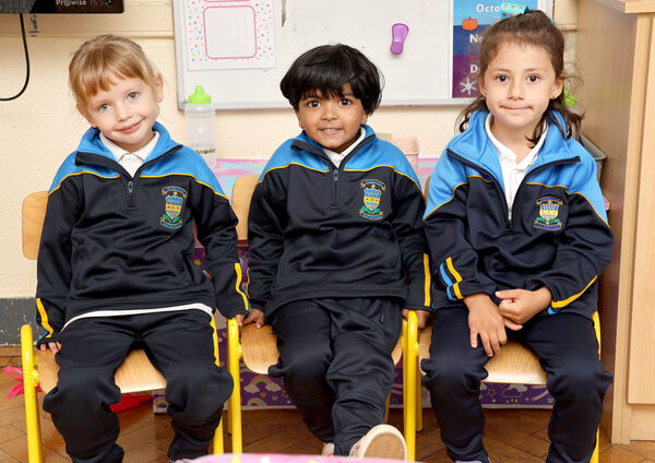 Natalya, Jessica and Leen, who started school at Presentation Primary School. Photo: Joe Evans Natalya, Jessica and Leen, who started school at Presentation Primary School. Photo: Joe Evans