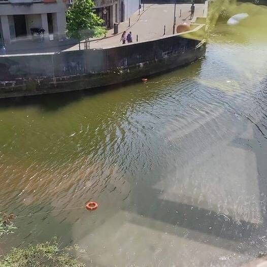 A ringbuoy thrown in the water. Credit: Waterford Marine Search and Rescue