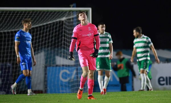 
                        Waterford's Stephen McMullan dejected at full time following defeat to Shamrock Rovers. Photo ©INPHO/Tom Maher
                    