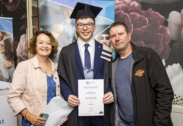  Debbie McDonald, Sean Chapman, Sports Therapy &amp; Injury Management, and Larry Chapman, at Waterford College of Further Education, Graduation &amp; Awards Ceremony.