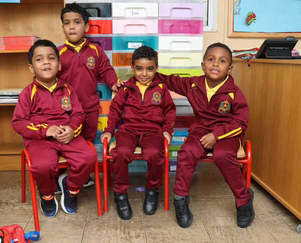  Aayushi, Aarush, Mahamed and Estevan, who started school at St. Stephen's De La Salle.