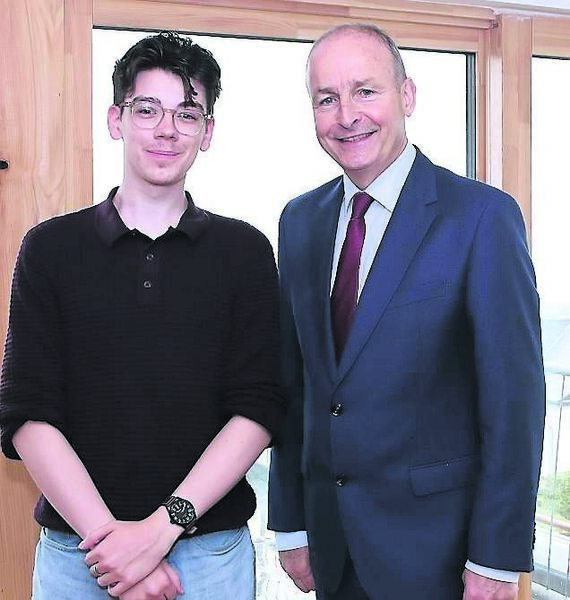 Taoiseach Micheál Martin pictured with Oliver Simpson from Tramore who is volunteering at Lafcadio Hearn Japanese Garden as part of the Gaisce Awards.