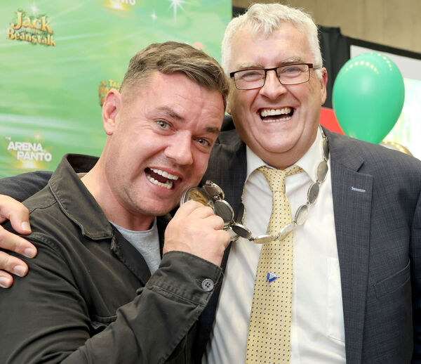  Danny O'Carroll and Deputy Mayor Cllr. John Pratt, at the launch of Jack and the Beanstalk. Photo: Joe Evans