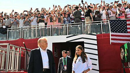 President Donald Trump introduced to the crowd at the Ryder Cup