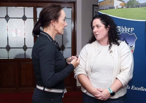 Hazel Quirke, mother of the late Dillon Quirke, chatting with Marguerite Haley, mother of Conor Haley.