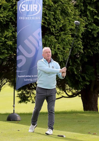 Dan Quirke, father of the late Dillon Quirke looks on after taking his shot from the 1st tee. All Photos: Noel Browne