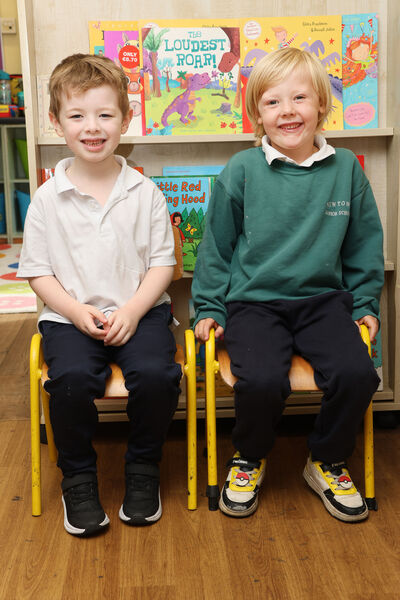 Max and Casper, who started school at Newtown Junior School. Photo: Joe Evans Max and Casper, who started school at Newtown Junior School. Photo: Joe Evans