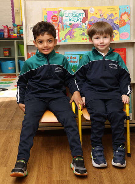 Zafir and Odhran, who started school at Newtown Junior School. Photo: Joe Evans Zafir and Odhran, who started school at Newtown Junior School. Photo: Joe Evans