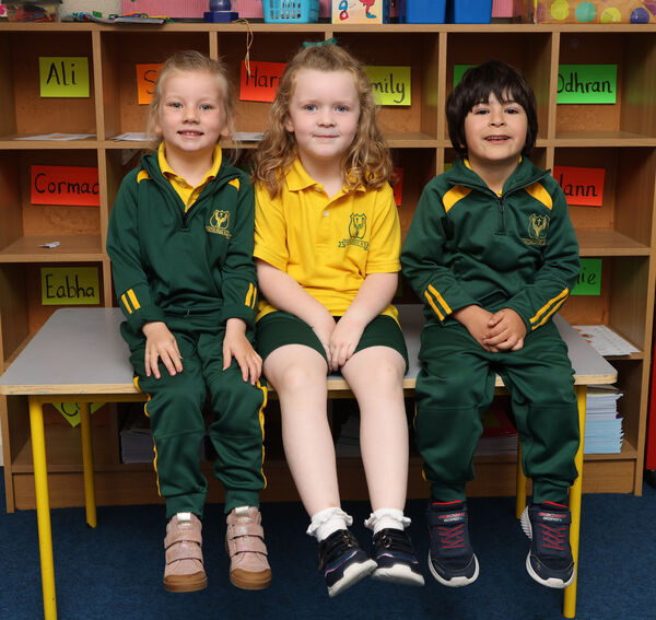  Éabha, Harriet and Ario, who started school at Faithlegg. Photo: Joe Evans