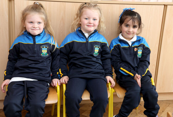 Cheyenne, Charlee and Marim, who started school at the Presentation Primary School. Photo: Joe Evans Cheyenne, Charlee and Marim, who started school at the Presentation Primary School. Photo: Joe Evans