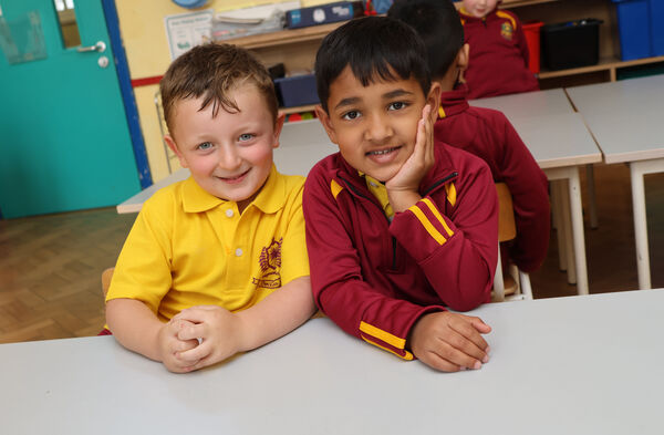 Andre and Steven, who started school at St. Declan's National School. Photo: Joe Evans Andre and Steven, who started school at St. Declan's National School. Photo: Joe Evans