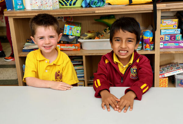Jonathan and Aloshi, who started school at St. Declan's National School. Photo: Joe Evans Jonathan and Aloshi, who started school at St. Declan's National School. Photo: Joe Evans