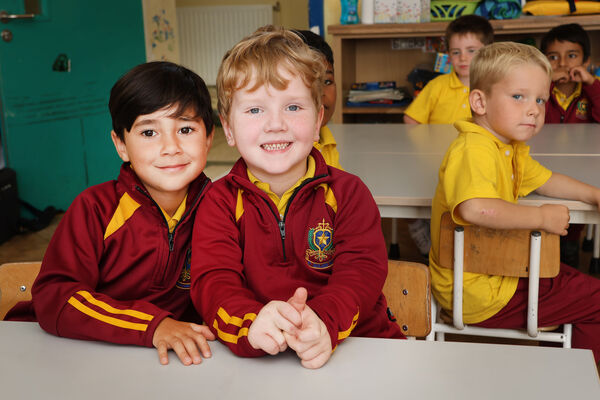 Luigi and Jackson, who started school at St. Declan's National School. Photo: Joe Evans Luigi and Jackson, who started school at St. Declan's National School. Photo: Joe Evans