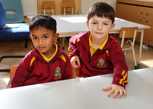 Luke and Lucas, who started school at St. Declan's National School. Photo: Joe Evans Luke and Lucas, who started school at St. Declan's National School. Photo: Joe Evans