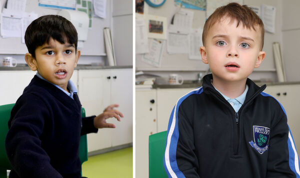  Mahamed, (left), and Bobby, (right), who started school at Mount Sion Primary School. Photo: Joe Evans