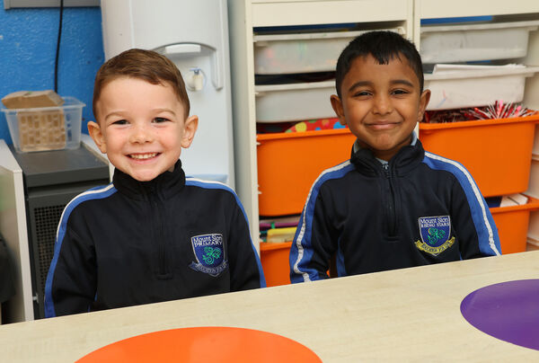 Aaron and Aibel, who started school at Mount Sion Primary School. Photo: Joe Evans