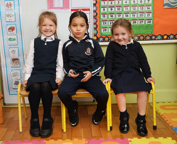  Young pupils who started big school at Our Lady of Mercy. Photo: Joe Evans