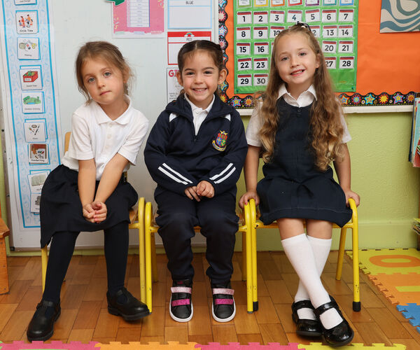  Young pupils who started big school at Our Lady of Mercy. Photo: Joe Evans