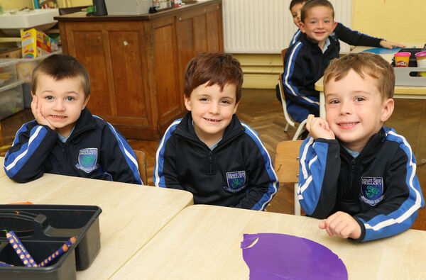  Zach, Manuel and Tadhg, who started school at Mount Sion Primary School. Photo: Joe Evans