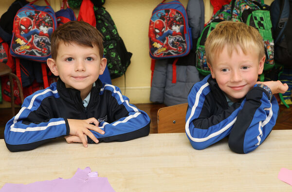  Logan and Frankie, who started school at Mount Sion Primary School. Photo: Joe Evans