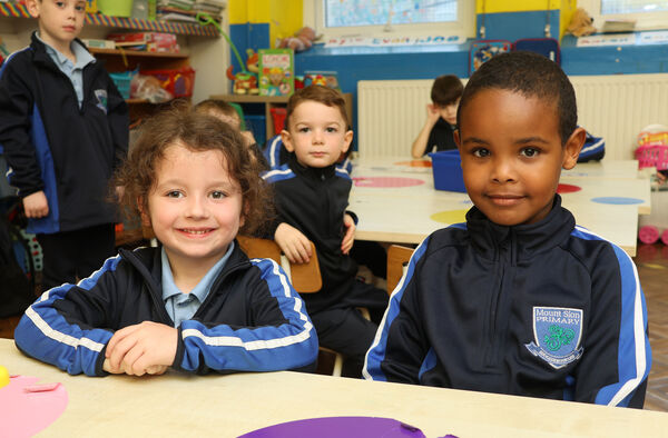  Jonah and Khalid, who started school at Mount Sion Primary School. Photo: Joe Evans