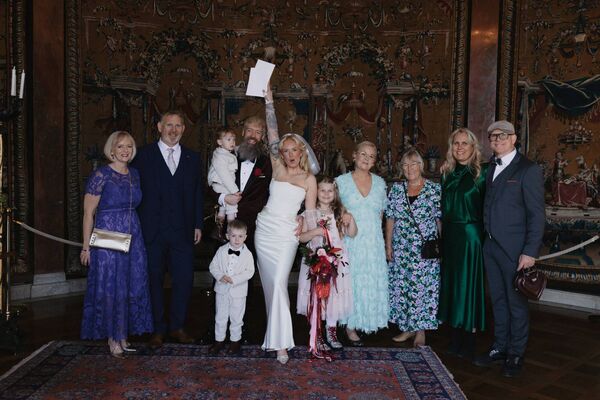 Nike and Luke O'Mahony and their families. Nike and Luke O'Mahony and their families.
