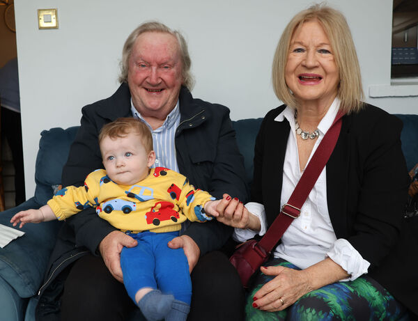  Leon with his grandparents Kevin and Bridie Hodge. Photo: Joe Evans