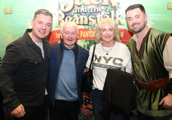 Evan O'Hanlon with his grandfather Donald, mother Donna and Danny O'Carroll, at SETU Arena. Photo: Joe Evans Evan O'Hanlon with his grandfather Donald, mother Donna and Danny O'Carroll, at SETU Arena. Photo: Joe Evans