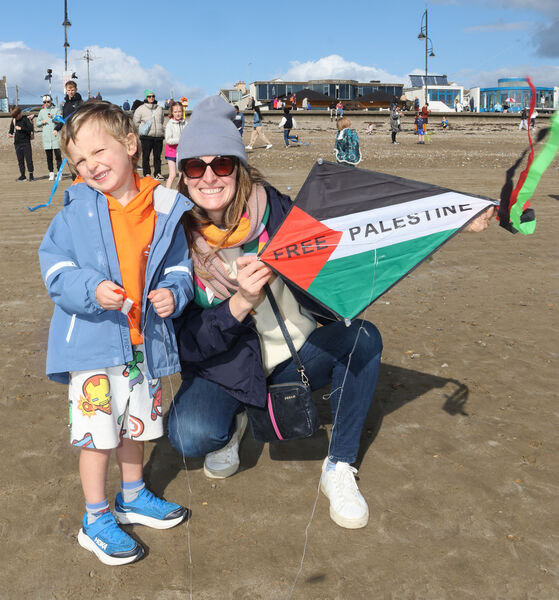  Patrick and Saorca, Kite flying on the beach at the Vitamin Sea Festival, Tramore. Photo: Joe Evans