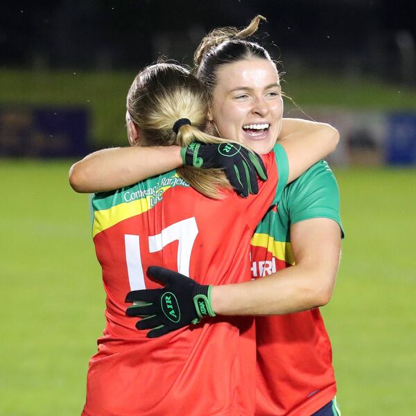 Keely Corbett Barry and Kate Hahessy celebrate at the final whistle.