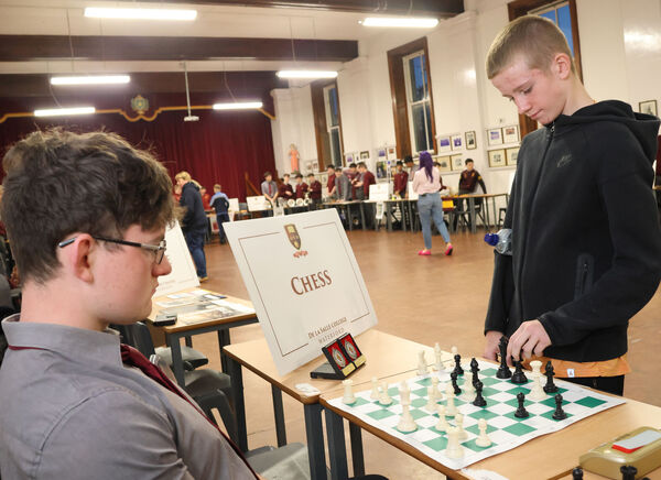 Darragh from St. Declan's takes on Cathal from De La Salle College in a game of chess, at De La Salle College Open Night. Photo: Joe Evans Darragh from St. Declan's takes on Cathal from De La Salle College in a game of chess, at De La Salle College Open Night. Photo: Joe Evans